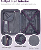 LARVENDER Carry on Luggage 22x14x9 Airline Approved, Expandable 20 Inch Hardside Suitcase with Wheels TSA Lock, PC+ABS Lightweight Carry on Suitcases for Women and Men, Royal Purple (20/DB/TB)