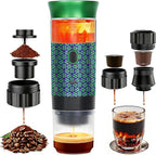 HX HECLX Coffee Maker Gift Set for Camping,Battery Powered Portable Electric Espresso Machine, Rechargeable Coffee Maker Self Heating Ground Coffee Capsule for RV, Hiking (Green mix Black)