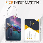 Turtle Luggage Tags for Suitcase 3 Pack, Privacy Cover ID Label with Stainless Steel Loop and Address Card for Travel Bag Suitcase