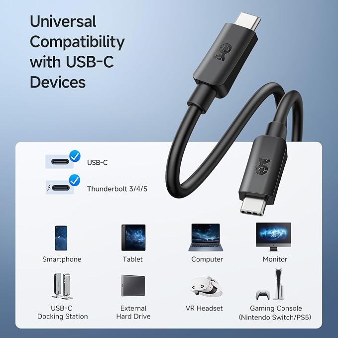 Cable Matters Long USB C Monitor Cable - 8.2ft / 2.5m, Supports Up to [4K@60Hz Video, 240W Charging, 5Gbps Data Transfer], USB C Display Cable, USBC Video Cord, Works with CarPlay, Android Auto