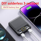 MOUDOAUER Charging Bank Solder Free Kit, Plastic Power Bank Box DIY Charging Case Power Display Free Welding Case for 3X 18650 Battery Parts