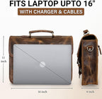 RUSTIC TOWN Leather Messenger Bag for Men - Full Grain Leather Briefcase Laptop Satchel Office Crossbody Travel Bag