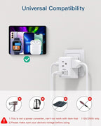 2 Pack European Travel Plug Adapter, International Power Plug Adapter with 3 Outlets 4 USB Charging Ports(2 USB C), Type C Plug Adapter Travel Essentials to Most Europe EU Spain Italy France Germany