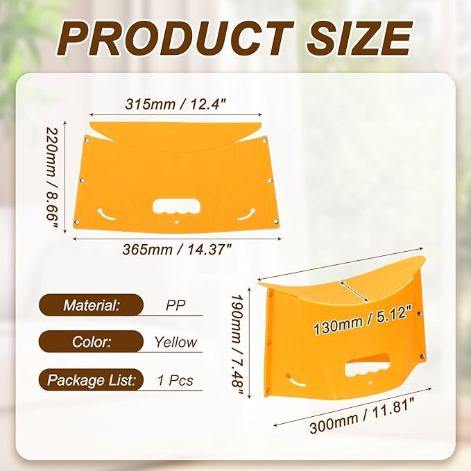 PATIKIL Travel Foot Rest, Portable Airplane Footrest with Handbag Function Lightweight Foldable Foot Stool to Relieve Back & Knee Pain for Long Flight Outdoor Camping, Yellow