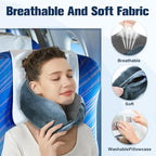 Cirorld Neck Pillow for Traveling, Travel Pillows for Airplanes,100% Pure Memory Foam Travel Neck Pillow, Adjustable Flight Pillow, Portable Plane Accessories with Eye Mask, Earplugs, Carry Bag
