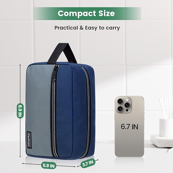 Carbrea Travel Toiletry Bag - Small Toiletry Bag for Men Skincare Bag for Toiletries Accessories Gifts - Navy Blue