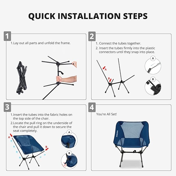 CAMEL CROWN Camping Chair Heavy Duty Backpacking Chair - Ultra-Light Folding Chair with Carry Bag, Portable Compact for Outdoor, Lawn, Hiking, Beach, Picnic