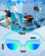 Swim Goggles, Polarized Adult Swimming Goggles Bungee Strap No Hair Pulling Anti-fog Pool Goggles for Men Women