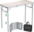GARLLEN Folding Camping Table, 3-Height Adjustable Portable Folding Camping Table with Storage Bag, Lightweight Picnic Aluminum Table for Camping, BBQ, Outdoor, 34.2" L x 15.7" W, Silver
