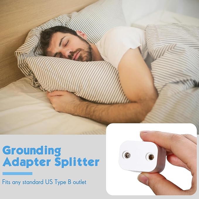 Relaxweex 2 Pcs Grounding Plug Adapter Ground Socket Splitter Safety Adapter for Multiple Grounding Products in to Single Ground Port Compatible with US Type B Outlets (White)