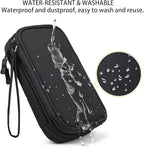 CAAORDKSO Electronics Organizer Travel Bag, Small Cable Organizer Case Waterproof Accessories Pouch, Travel Electronic Carrying Case for Cord, Charger, Phone, USB, Power Bank, Earphone (Black, Medium)