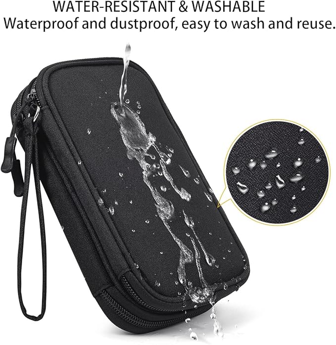CAAORDKSO Electronics Organizer Travel Case, Charger Cord Organizer Case Tech Pouch Bag, Travel Essentials for Men Women Accessories, Cable, Cord, Charger, Phone, Power Bank, Earphone (Black, Large)