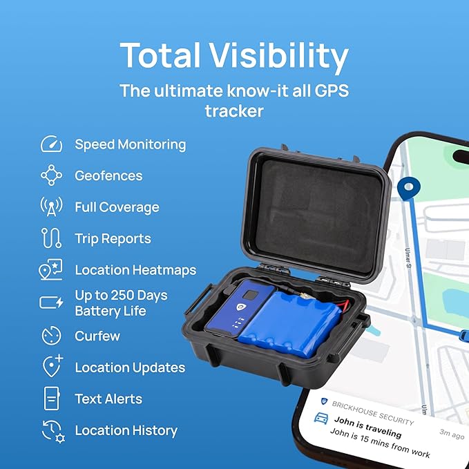 Brickhouse Security GPS Car Tracker - Hidden Tracker for Vehicles - Long Lasting Battery 140-Day LTE GPS Tracking Device for Vehicles with Magnetic Case & Extended Battery - Subscription Required