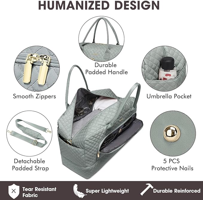 Travel Duffle Bag Weekender for Women - 38L Carry-On Overnight Personal Item Bag with Shoe Compartment & Wet Pocket Weekend Tote Bags with Toiletry Hospital Bags for Labor and Delivery