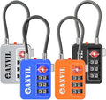 ANVIL TSA Locks for Luggage with Search Alert: Durable Cable Combination Locks, TSA Approved - Secure Travel Locks for Suitcases, Backpacks & Gun Cases (4 Colors)