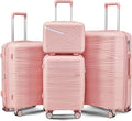 Hard Shell Luggage Sets 4 Piece with 360 Spinner Wheels,Lightweight Suitcase Set with TSA Lock,Travel Luggage Set with Telescoping Handle,Light and Strong,Easy to Clean (Pink 3)