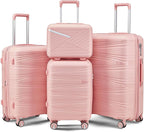Hard Shell Luggage Sets 4 Piece with 360 Spinner Wheels,Lightweight Suitcase Set with TSA Lock,Travel Luggage Set with Telescoping Handle,Light and Strong,Easy to Clean (Pink 3)