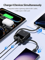 Portable Charger 10000mAh Power Bank Fast Charging, 22.5W USB C Battery Pack with Built-in Cables, Small Portable Charger Travel Essentials Power Bank for iPhone 17 16 15 14, Samsung, iPad, Android