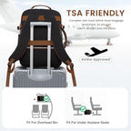 LOVEVOOK 40L Large Travel Backpack for Women Men, 17 Inch Carry on Backpack for Traveling on Airplane, Personal Item Bag Airline Approved, Business Causal Weekender Backpack, Black-Brown