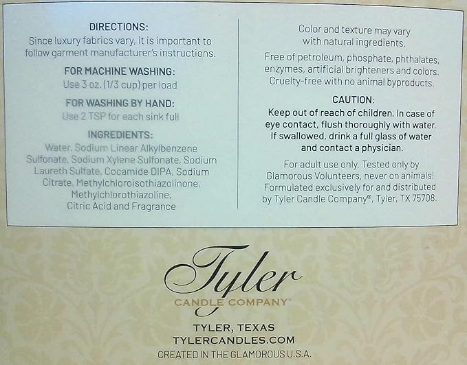 Tyler Candle Wash Diva 64 Fl Oz Laundry Detergent/w Dryer Sachet Single Pouch os