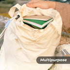 purifyou Set of 9 Mini Tote Bags with Drawstring, Reusable Organic Cotton Canvas Bags for Grocery Shopping, Dry Goods, Beach Essentials, Storage, and Travel, Washable (Large, XL)