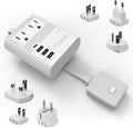 OREI World Travel Plug Adapter M8 Max, 3 USB + Pd 18W USB-C Input - 2 USA Outlets - Attachments for Europe, Asia, China, Japan, Africa - Perfect for Cell Phones, Tablets, Cameras and More