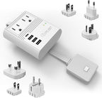 OREI World Travel Plug Adapter M8 Max, 3 USB + Pd 18W USB-C Input - 2 USA Outlets - Attachments for Europe, Asia, China, Japan, Africa - Perfect for Cell Phones, Tablets, Cameras and More