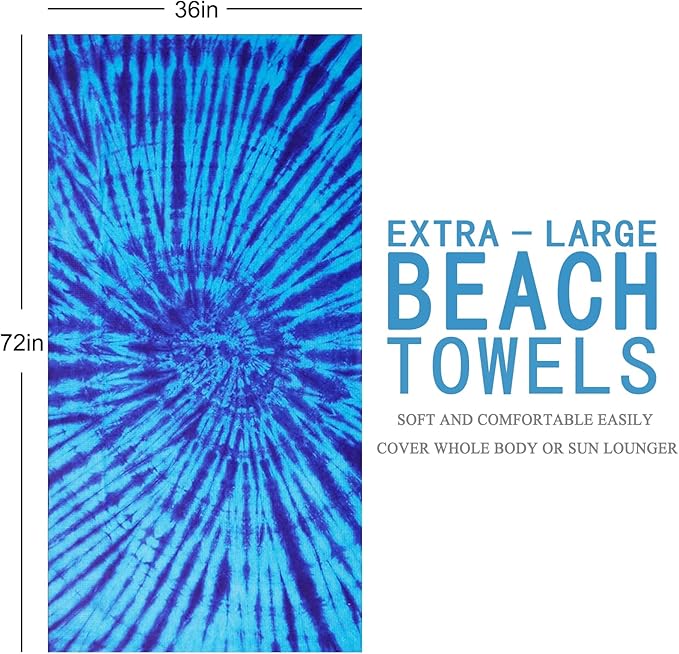 Genovega Oversized Terry Beach Towel 36 x 72 in Soft Extra Large XL Big Pool Towels Adults Clearance Blanket Travel Essentials Cruise Accessories Must Haves Vacation Stuff Lounge Chair Cover Bohemian