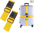 2Pcs Luggage Straps for Suitcase Travel Accessories TSA Approved, 80In Long Belts to Keep Your Suitcase Secure, Adjustable Bag Straps with Quick-Release Buckle for Travel Bag Closure, Yellow
