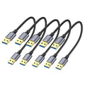 USB Cable 1FT 5-Pack, Short USB A Male to Male Cable Double Sided USB 3.0 Cord Compatible with Hard Drive, Laptop Cooler, DVD Player and More