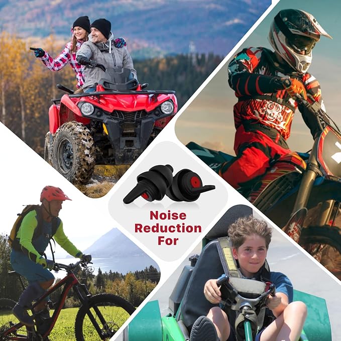 Motorcycle Ear Plugs for Wind Noise Reduction, 2 Pairs Reusable Motorcycle Accessories - Moto Earplugs, Soft Comfortable Hearing Protection for Motorbike, Touring, Racing, Riding - 25dB, Biker Gifts
