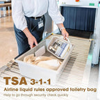Wedama TSA Approved Toiletry Bag, 2 Pack Clear Makeup Bags with Handles, Quart Size PVC Clear Cosmetic Bags for Women and Men, Carry on Airport Airline Compliant Bag, White