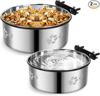 Dog Crate Bowl,2 Pack Metal Dog Water Food Bowl No Spill,Hanging Dogs Bowls for Kennel,Dogs Crate Water Feeder,Stainless Steel Kennel Bowls Mountable for Cats Bunny Ferret Bird