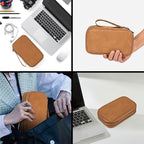 CAAORDKSO Universal Electronics Accessories Carrying Case, Electronic Cable Organizer Bag, Travel Cable Accessories Bag Pouch for Cable, USB, Cord, Charger, Phone, Power Bank, Earphone (Brown, Large)