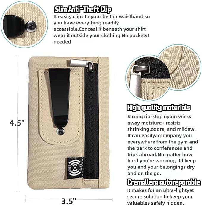 RFID Hidden Clip Stash Money Belt - Ultra Thin Anti-Theft Travel Pouch with Credit Card Slots for Women/Men, Perfect for International Travel, Daily Commute & Outdoor Activities (Dark Grey)