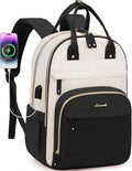 LOVEVOOK Backpack for Women,Laptop Backpack Women,Fits 17 Inch Laptop Bag,School Backpacks,Fashion Travel Work Anti-theft Bag,Waterproof Business Computer College Backpack Purse,Black-Off-white