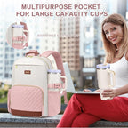 Focdod Laptop Backpack for Women Bookbag: 15.6 inch Work Backpacks with Pouch Pocket for Large Capacity Cup & USB Charger College Book Bag Travel Business Nurse Teacher Bookbags Anti-theft Back Pack