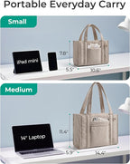 BAGSMART Boxy Tote Bag for Women, Crossbody Bag with Zipper, Crush Bow Purses for Travel Work College