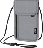 Likesing 5.5" L x 7.9" W Travel Neck Wallet, RFID Blocking Passport Holder for Travel Women Men, Security Lightweight Travel Wallet, Neck Passport Pouch Gifts for Traveling(Light Grey)