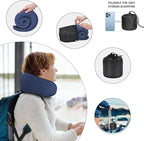 Neck Travel Pillows for Airplanes Memory Foam Neck Comfort Pillow Compact Ergonomic Design Sleeping Essentials for Long Flights Car Rides and Home Use (Blue)