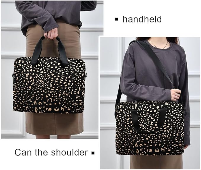 ALAZA Realistic Leopard Cheetah Print Animal Laptop Case Bag Sleeve Portable Crossbody Messenger Briefcase w/Strap Handle, 13 14 15.6 inch