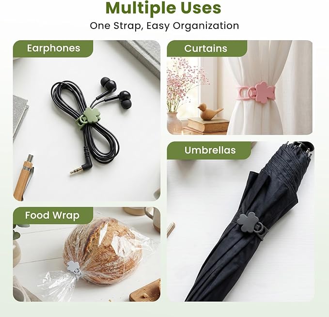 Data Cable Organizer, 2026 Upgrade Silicone Cable Ties Reusable Cable Management Organizers, Multipurpose Elastic Cord Organizer for Fastening and Bundling Cable Cords Wires (10PC B)