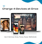 Ceptics Germany, Korea Travel Plug Adapter Set, 20W PD & QC, Safe Dual USB & USB-C - 2 USA Socket - Use in Schuko, France, Russia, Netherlands - Includes Type E/F SWadAPt Attachments