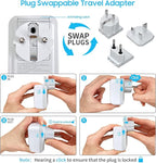 European Travel Plug Adapter Kit, VINTAR International Plug Adapter with 3 USB Ports (2 USB C,3.4A) 2 American Outlets, Type C,G,E/F Detachable Attachments, Adapter for US to UK Europe France Italy