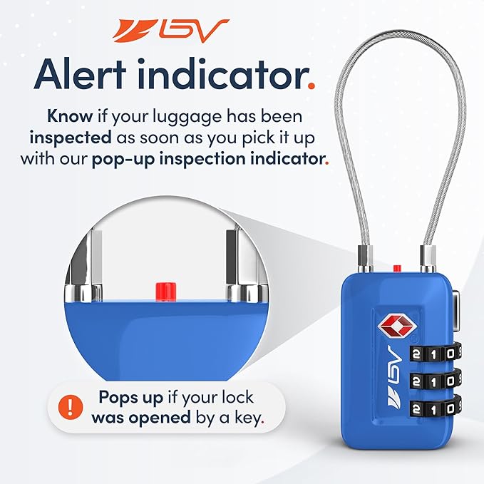 TSA Accpeted Luggage Travel Lock, Set-Your-Own Combination Lock for School Gym Locker, Luggage Suitcase Baggage Locks, Filing Cabinets, Toolbox, Case (Blue, 4 Pack)