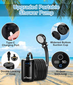 2026 Upgraded Portable Shower for Camping, 8000mAh Rechargeable Camping Shower with Fahrenheit Display, 10 Gear Switching, IPX8 Waterproof, Ideal for Outdoor Camping, Travel, Car Washing, Pet Bathing