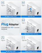 DOACE 220V to 110V Converter - 350W Cordless Voltage Converter US to Europe Power Adapter Combo with 4-Port USB Charging & Worldwide Plugs (UK/AU/US/EU) for Hair Straightener, Curler, Phone