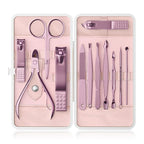 ZIZZON Professional Nail Care Kit, 12-Piece Manicure & Pedicure Grooming Set with Travel Case, Stainless Steel Nail Clippers, Cuticle Trimmer & Beauty Tools, Portable Gift Set(Pink)