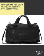 Reebok Duffle Bag - Lightweight Unisex Carry On Gym Bag - Travel and Sports Duffel Bags for Men and Women, Cade - Black/Black