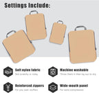 PANDA JOYS 4 Set Compression Packing Cubes Travel - Travel Accessories Expandable Packing Organizers for Carry On - Essentials Luggage Bags - Brown